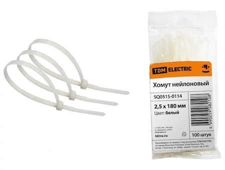 TDM ELECTRIC SQ0515-0114 Хомут 2,5х180мм нейлон (белый) (100шт) TDM